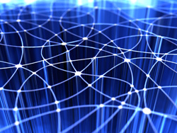 abstract image of blue lines on futuristic back ground