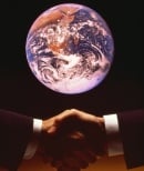 Handshake with globe