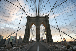suspension bridge at dusk