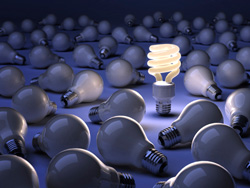 energy saving light bulb switched on
