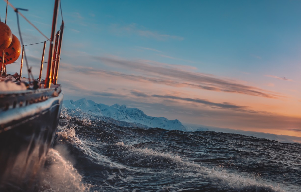Ship in stormy seas