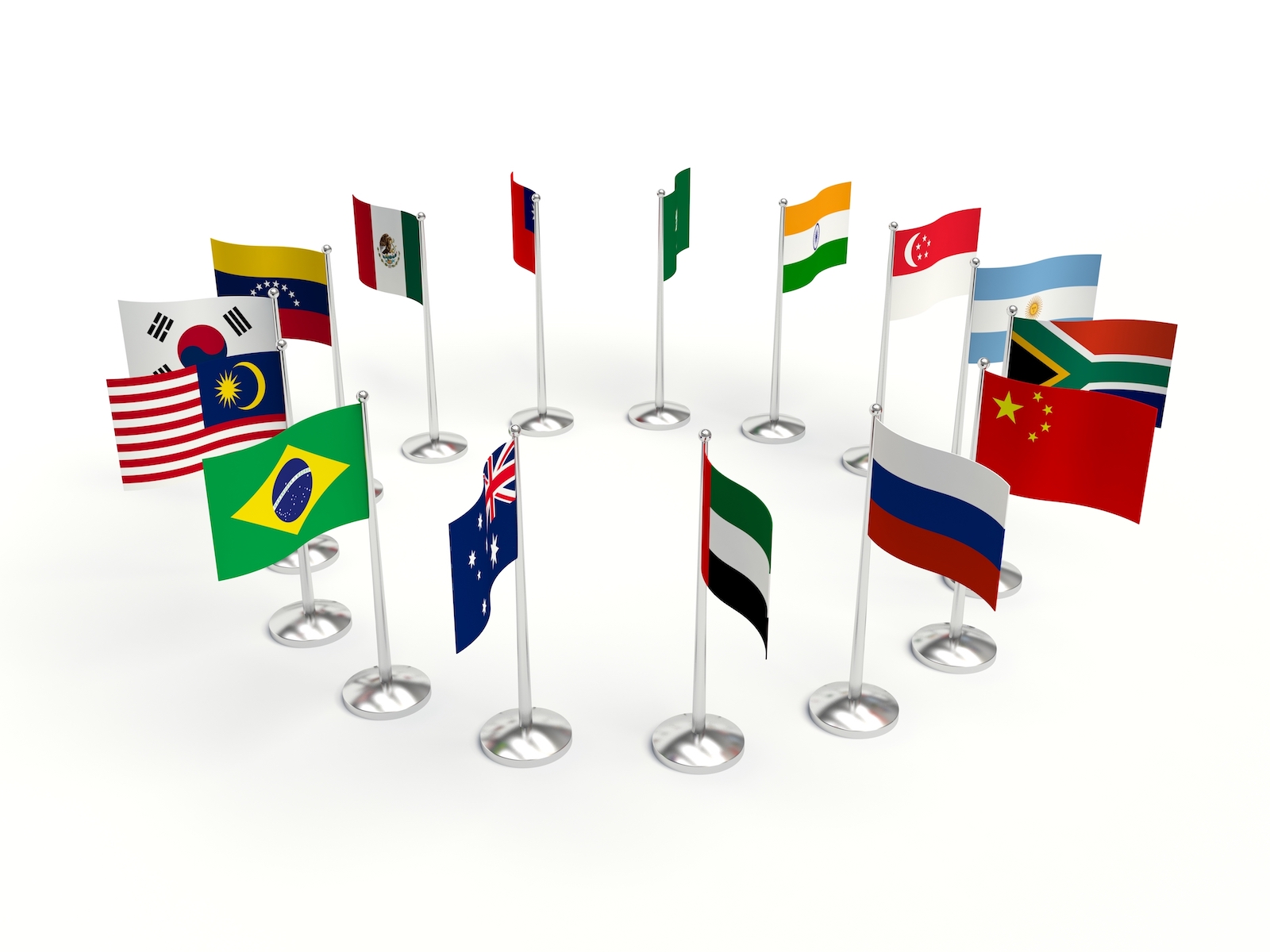 Emerging markets flags